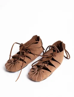 Outlet Leonardo Carbone 002 Kinderbundschuhe aus Veloursleder- Braun