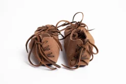 Outlet Leonardo Carbone 002 Kinderbundschuhe aus Veloursleder- Braun