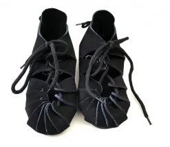 Shop Leonardo Carbone 002 Kinderbundschuhe aus Veloursleder- Schwarz