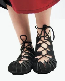 Shop Leonardo Carbone 002 Kinderbundschuhe aus Veloursleder- Schwarz