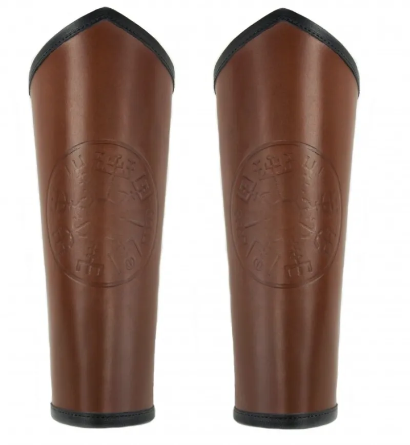 Store Leonardo Carbone 1252 Lederarmschiene "Ottar" mit Vegvisir-Prägung - Braun