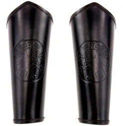 Clearance Leonardo Carbone 1252 Lederarmschiene "Ottar" mit Vegvisir-Prägung - Schwarz