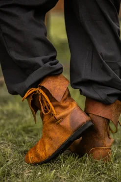 Sale Leonardo Carbone 008 Mittelalter Stulpenstiefel aus Nubukleder- Braun