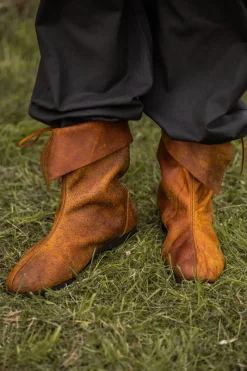 Sale Leonardo Carbone 008 Mittelalter Stulpenstiefel aus Nubukleder- Braun