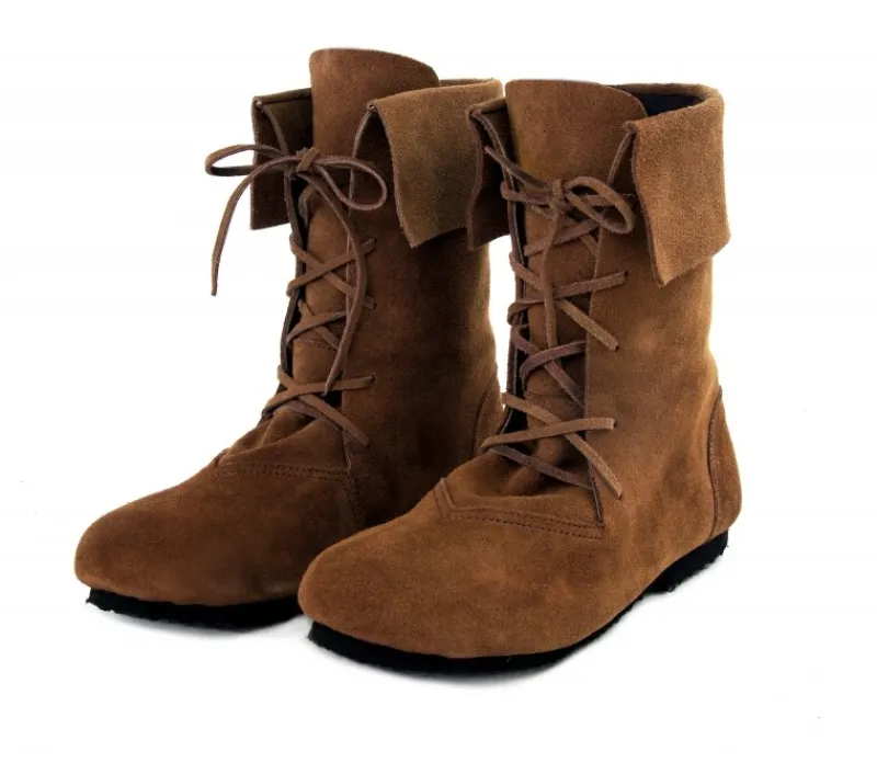 Sale Leonardo Carbone 074 Mittelalter-Stiefel "Aurin" mit Stulpe - Braun