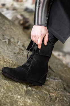 Fashion Leonardo Carbone 074 Mittelalter-Stiefel "Aurin" mit Stulpe - Schwarz