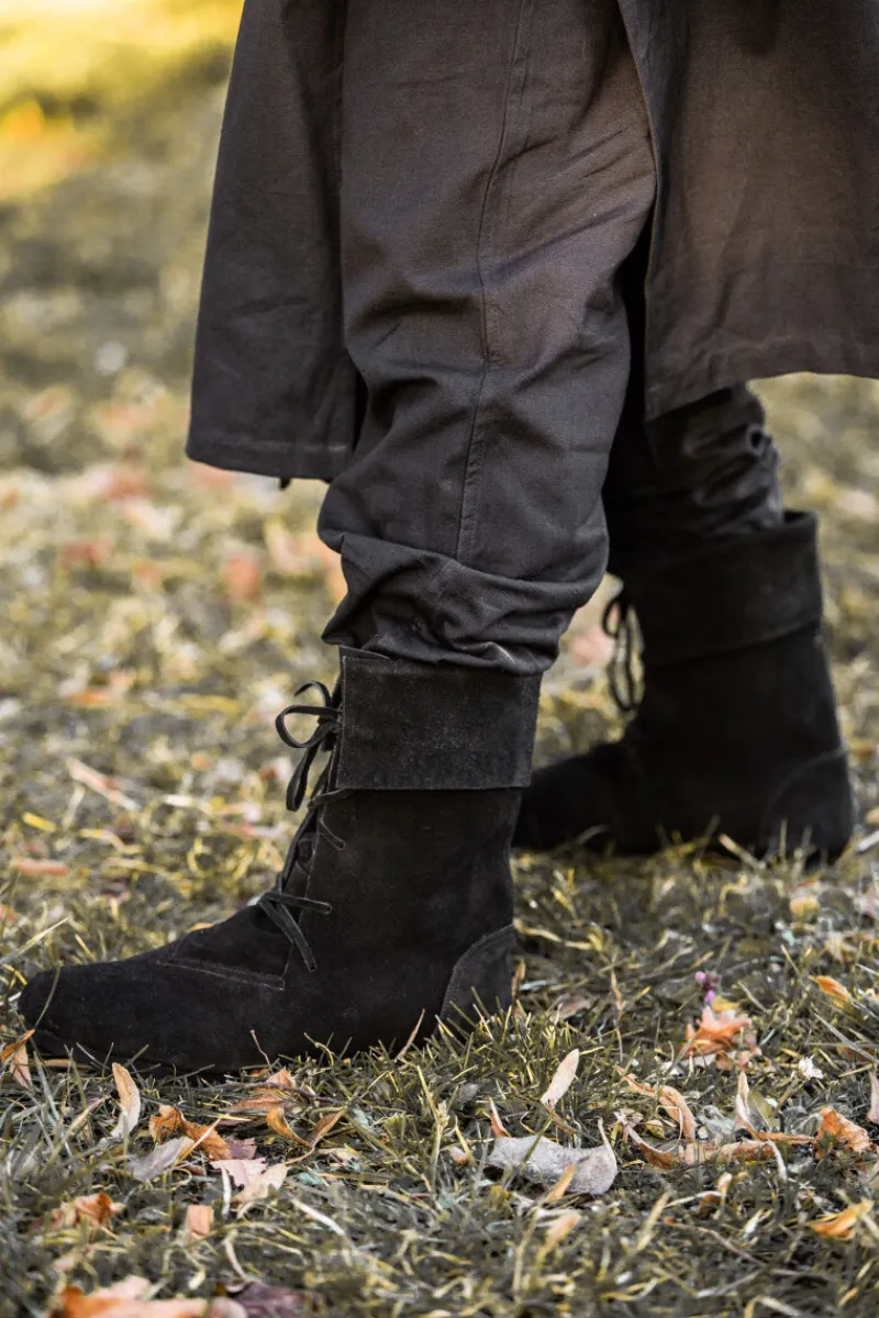 Fashion Leonardo Carbone 074 Mittelalter-Stiefel "Aurin" mit Stulpe - Schwarz