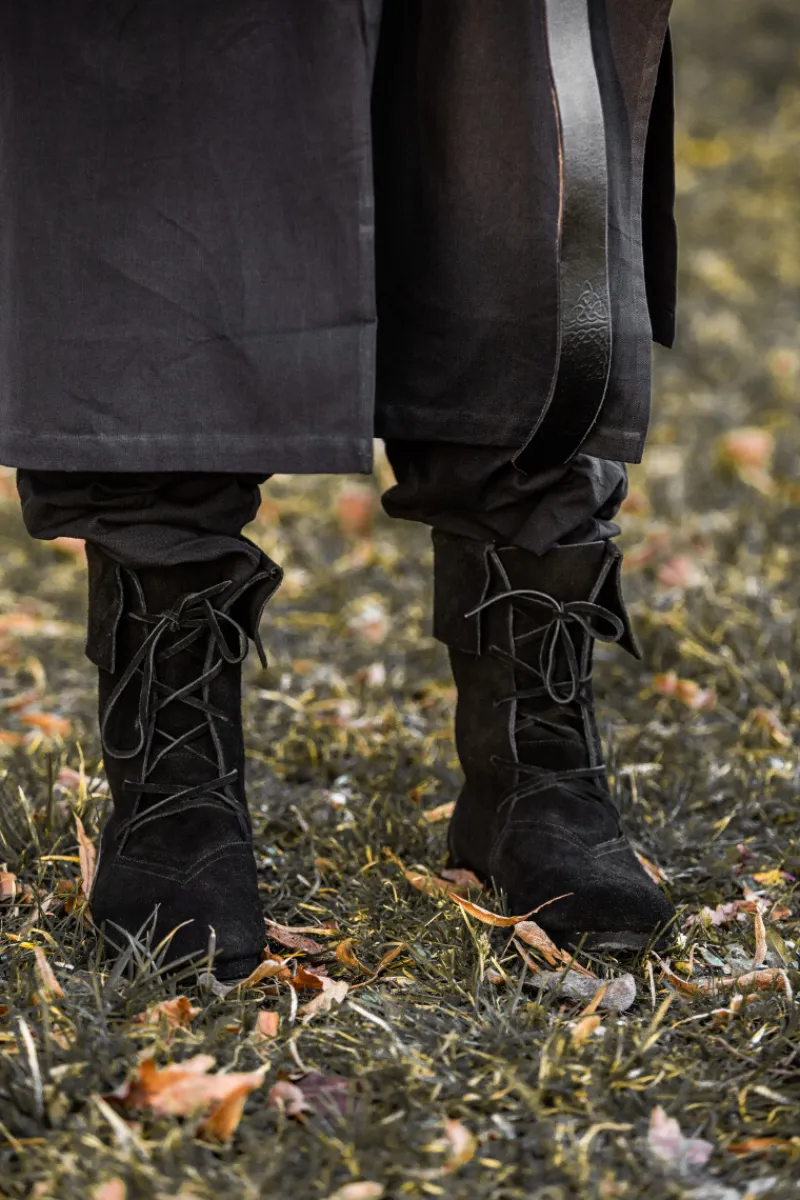 Fashion Leonardo Carbone 074 Mittelalter-Stiefel "Aurin" mit Stulpe - Schwarz