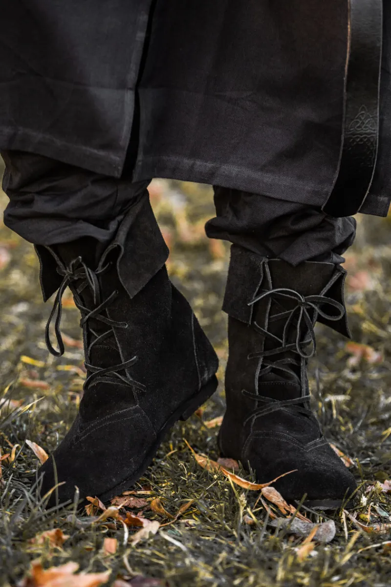 Fashion Leonardo Carbone 074 Mittelalter-Stiefel "Aurin" mit Stulpe - Schwarz