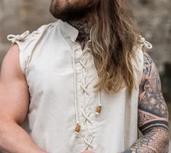 Fashion Leonardo Carbone 1051 ärmelloses Schnürhemd