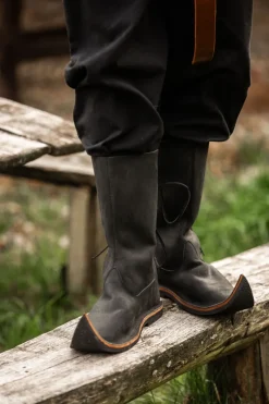Best Sale Leonardo Carbone 012 Schnabelstiefel aus Nubukleder- Schwarz