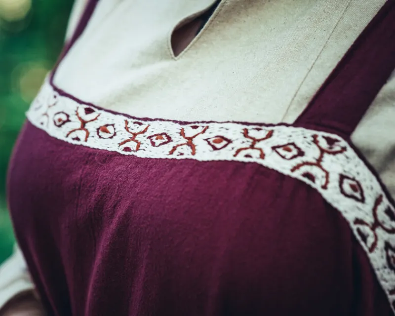 Sale Leonardo Carbone Überkleid "Halla"- handgestickte Bordüre Rot