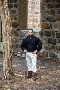 Discount Leonardo Carbone Biesenhemd mit Holzknöpfen "Oswald" Schwarz