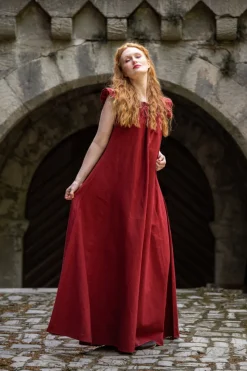 Outlet Leonardo Carbone Bodenlanges Kleid mit Schulterrüsche