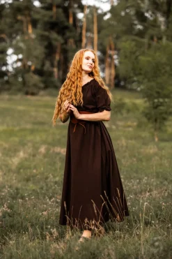 Online Leonardo Carbone Bodenlanges Kurzarmkleid