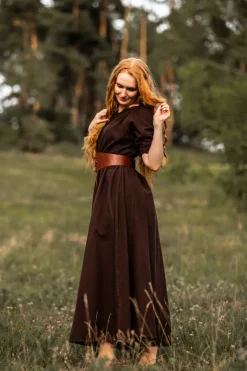 Online Leonardo Carbone Bodenlanges Kurzarmkleid