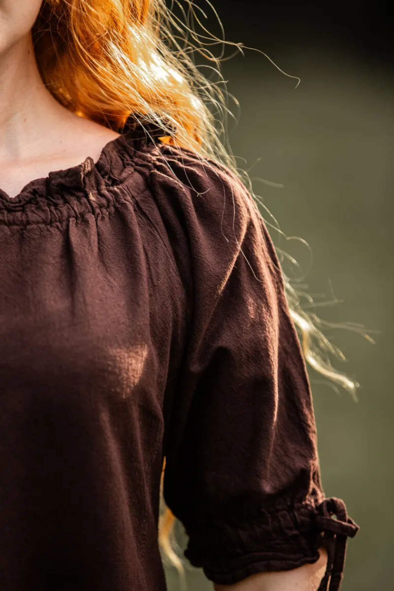 Online Leonardo Carbone Bodenlanges Kurzarmkleid "Melisande" Braun