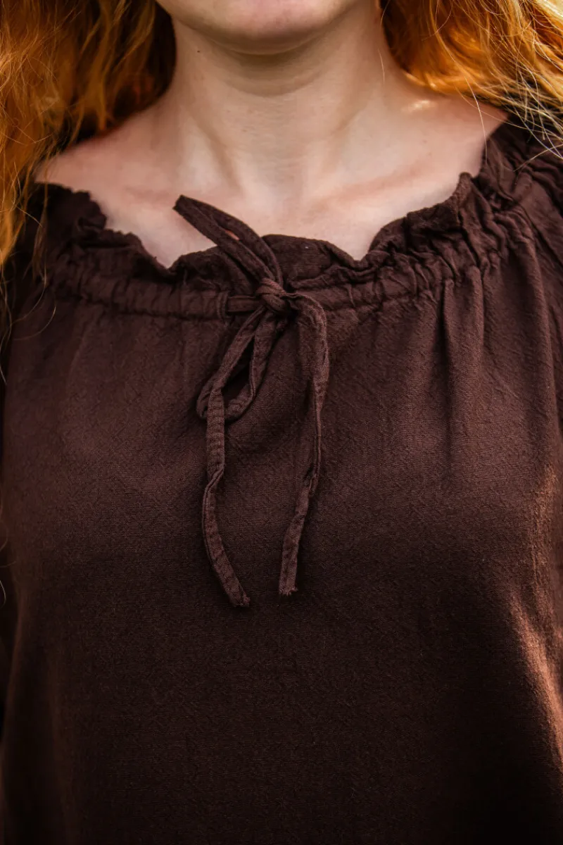Online Leonardo Carbone Bodenlanges Kurzarmkleid "Melisande" Braun