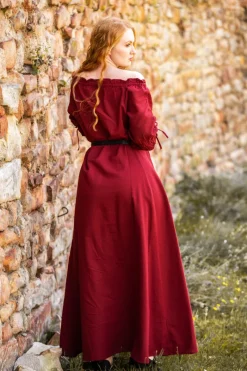 Best Leonardo Carbone Bodenlanges Kurzarmkleid "Melisande" Rot