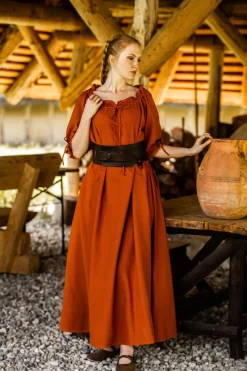 Best Sale Leonardo Carbone Bodenlanges Kurzarmkleid "Melisande" Rost