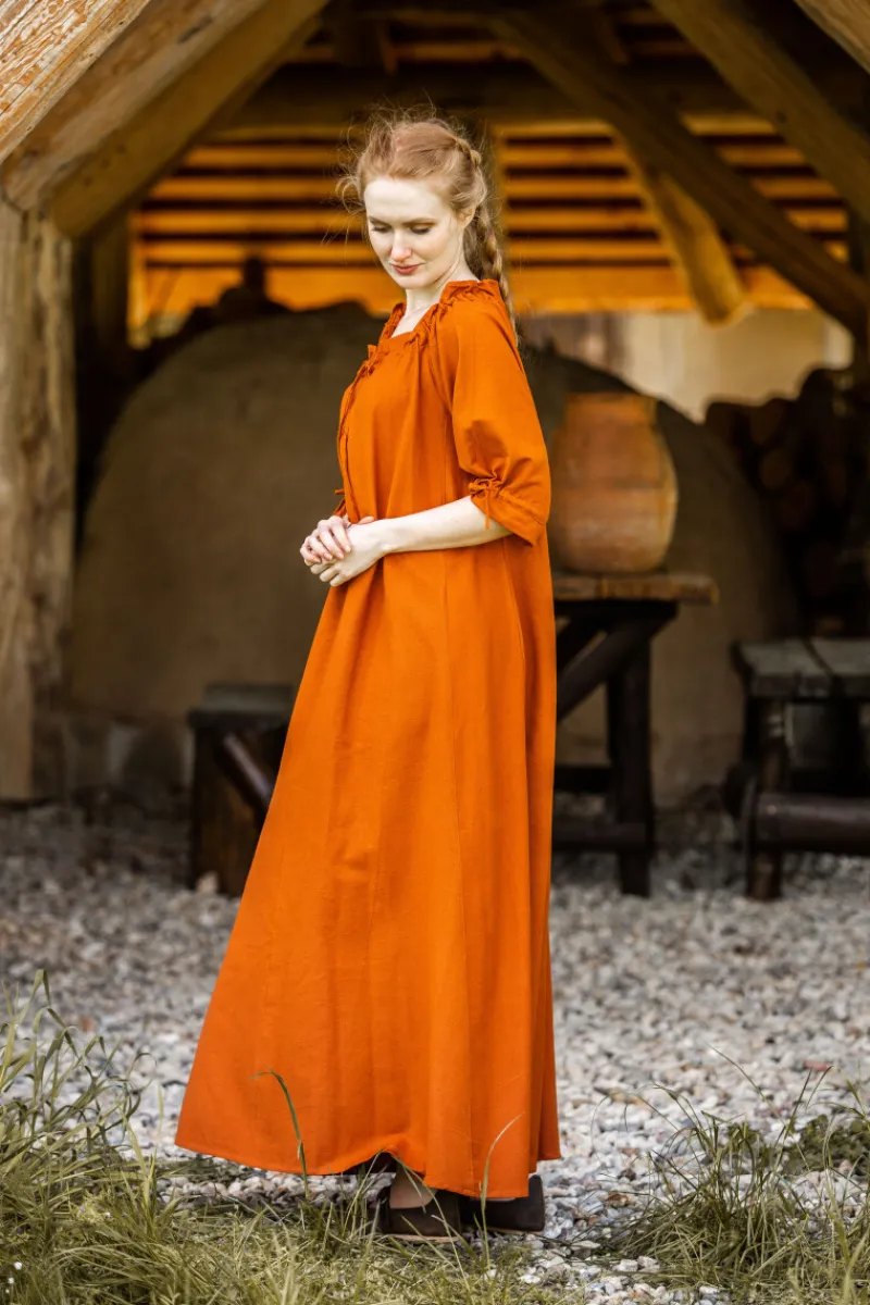 Best Sale Leonardo Carbone Bodenlanges Kurzarmkleid "Melisande" Rost