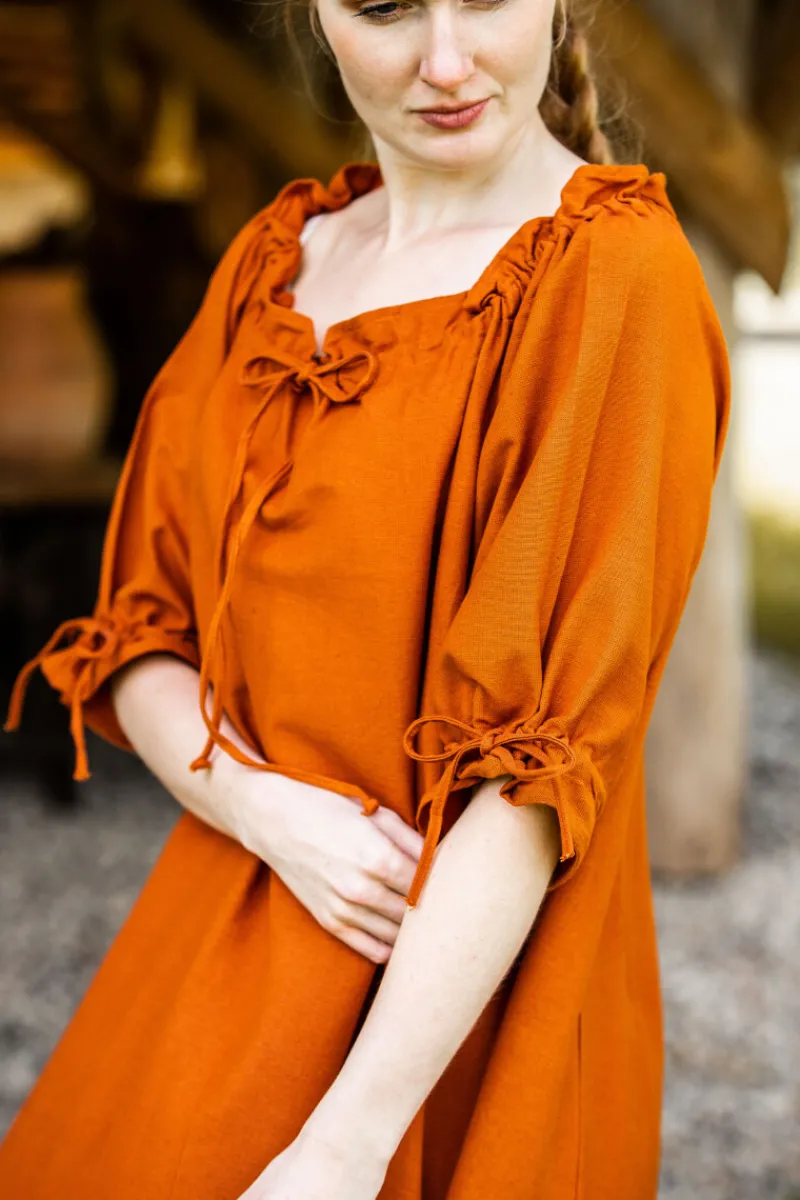 Best Sale Leonardo Carbone Bodenlanges Kurzarmkleid "Melisande" Rost