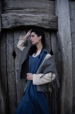 Clearance Leonardo Carbone Breite Wollfilzstola "Ruth" Grau