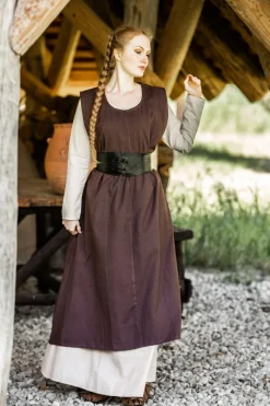 Sale Leonardo Carbone Bäuerliches Überkleid "Gerda" Dunkelbraun