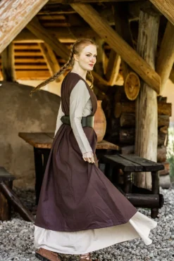 Sale Leonardo Carbone Bäuerliches Überkleid "Gerda" Dunkelbraun