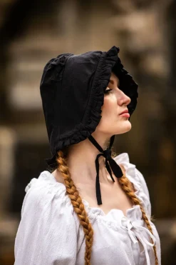 Hot Leonardo Carbone Bundhaube mit Rüsche "Silke" Schwarz