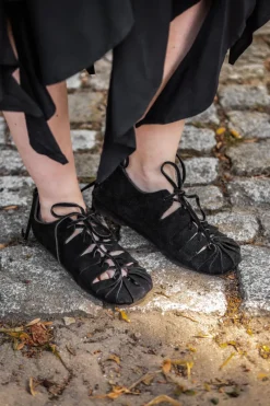 Sale Leonardo Carbone Bundschuhe aus Veloursleder Schwarz
