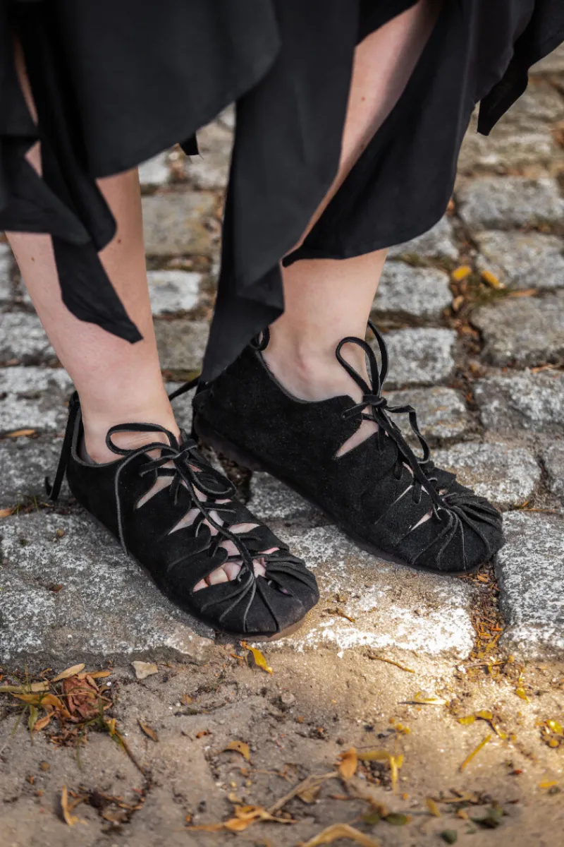 Sale Leonardo Carbone Bundschuhe aus Veloursleder Schwarz