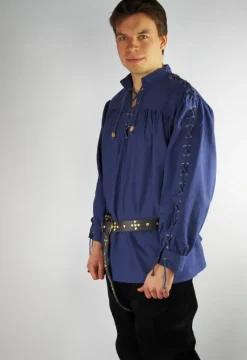 Clearance Leonardo Carbone B-Ware Schnürhemd "Adrian" Bild abweichendes Blau