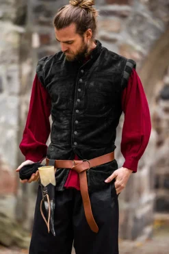 Outlet Leonardo Carbone Edler Samt-Wams "Pierre" Schwarz