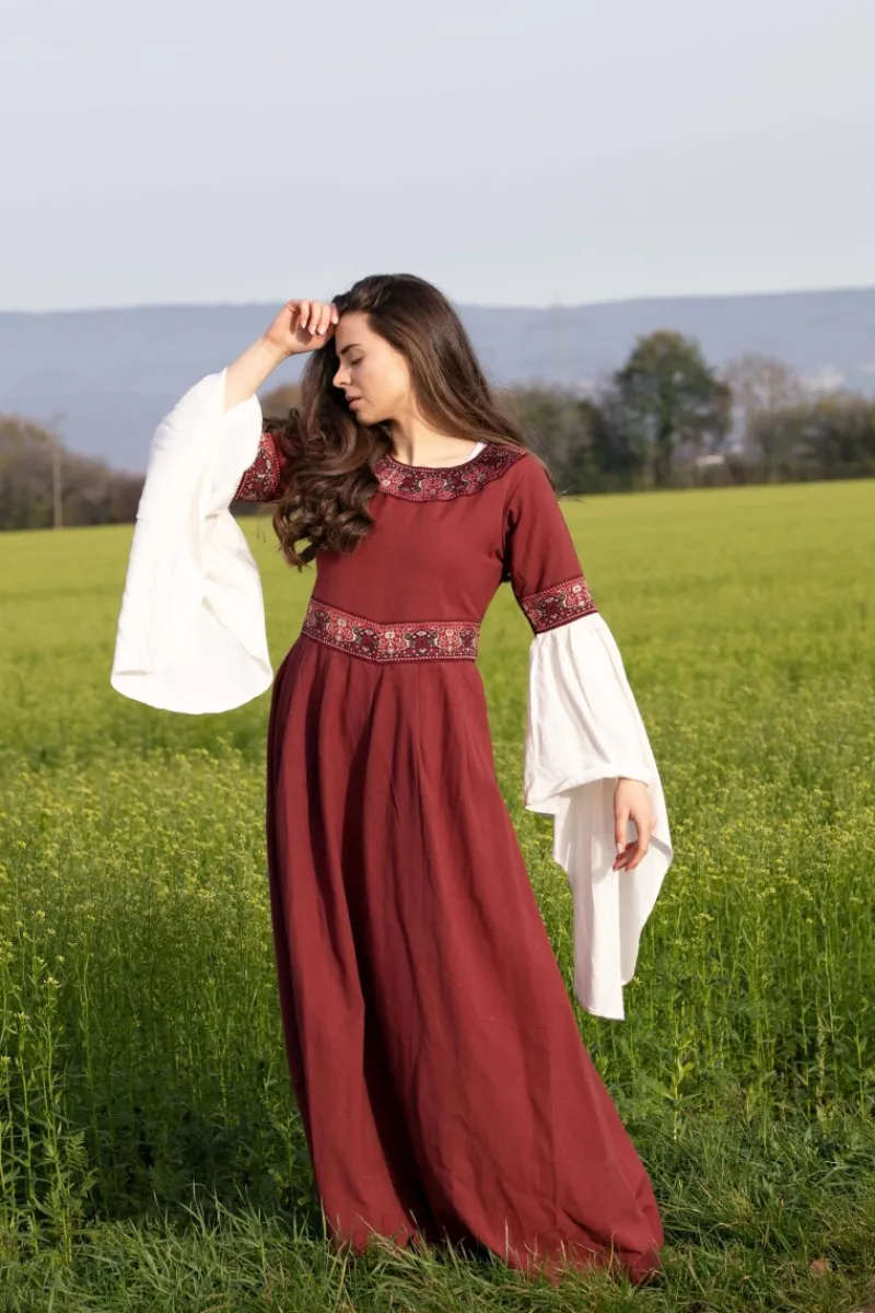 Cheap Leonardo Carbone Edles Kleid mit Bordüre "Yala" Rot