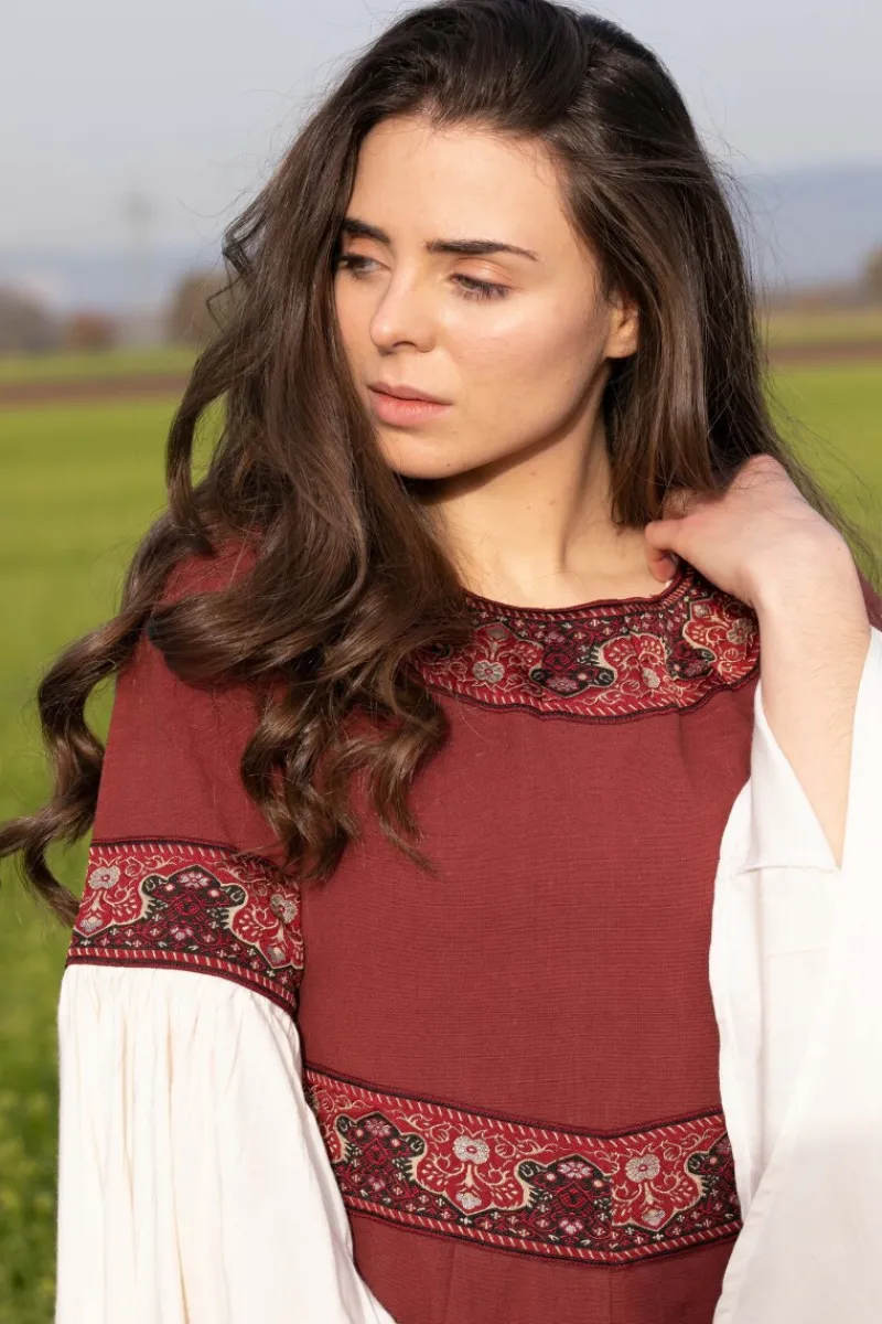 Cheap Leonardo Carbone Edles Kleid mit Bordüre "Yala" Rot