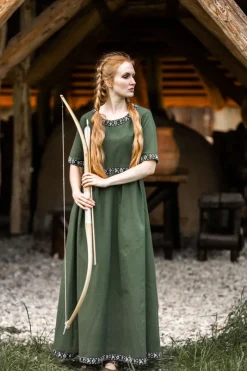 Online Leonardo Carbone Edles Kurzarmkleid mit Bordüre "Ennlin" Grün
