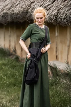 Online Leonardo Carbone Edles Kurzarmkleid mit Bordüre 