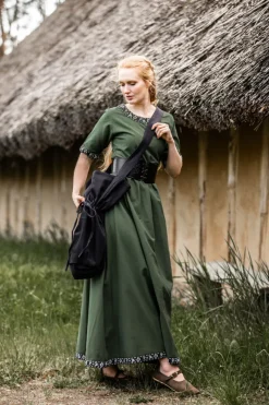 Online Leonardo Carbone Edles Kurzarmkleid mit Bordüre 