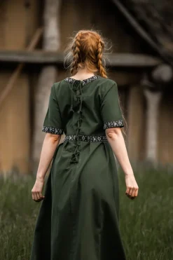 Online Leonardo Carbone Edles Kurzarmkleid mit Bordüre 