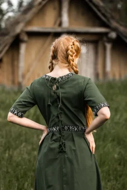 Online Leonardo Carbone Edles Kurzarmkleid mit Bordüre 