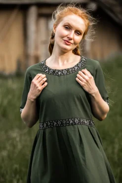 Online Leonardo Carbone Edles Kurzarmkleid mit Bordüre 
