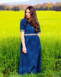 Hot Leonardo Carbone Edles Kurzarmkleid mit Bordüre 
