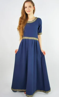 Hot Leonardo Carbone Edles Kurzarmkleid mit Bordüre 