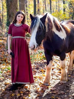 Best Leonardo Carbone Edles Kurzarmkleid mit Bordüre "Ennlin" Rot