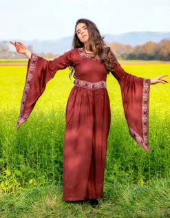 Discount Leonardo Carbone Edles Viskose Kleid Burgund Rot
