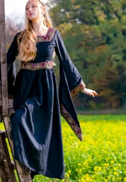 Outlet Leonardo Carbone Edles Viskose Kleid Schwarz