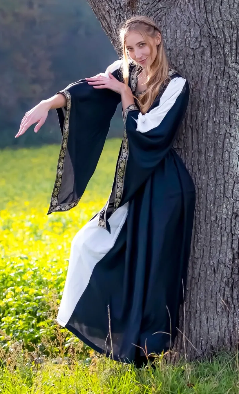 Fashion Leonardo Carbone Edles Viskosekleid "Ivette" Schwarz/Weiß SchwarzWeiß
