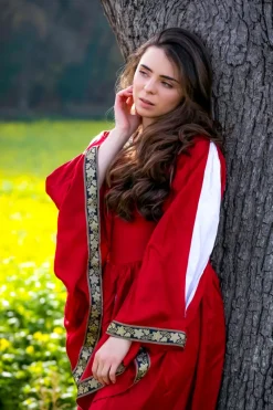 Outlet Leonardo Carbone Edles Viskosekleid "Ivette" Rot/Weiß