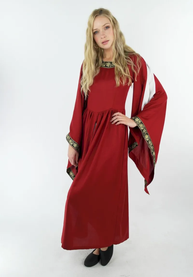 Outlet Leonardo Carbone Edles Viskosekleid "Ivette" Rot/Weiß